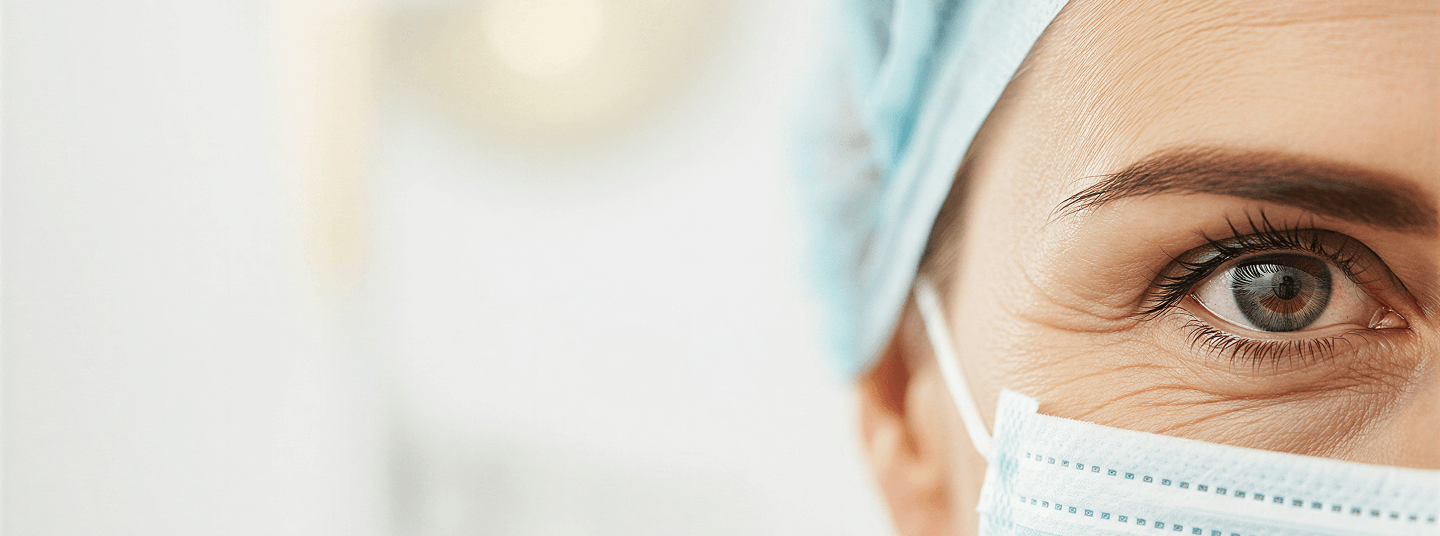 Healthcare surgeon surgical mask close up banner